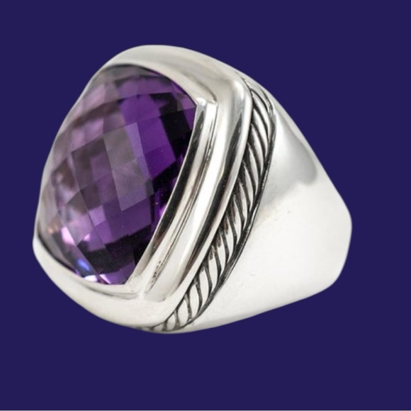 David Yurman Sterling Silver Amethyst Ring - Picture 1 of 5